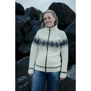 Ulden strik cardigan fra Norge i 100% ren ny uld