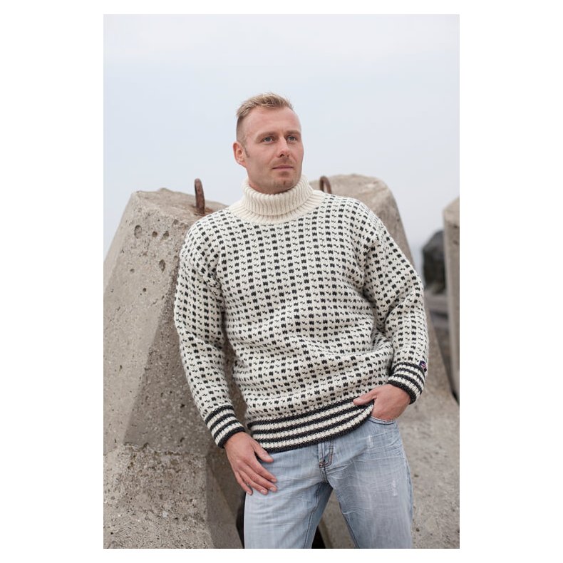 Islandsk rullekrave sweater af 100% ren ny uld