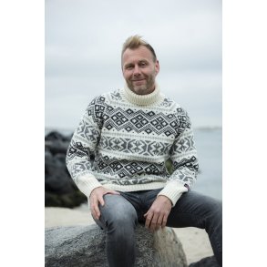 Islandsk sweater med rullekrave i 100% uld