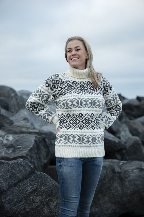 Køb af Islandsk sweater med rullekrave i ren ny uld