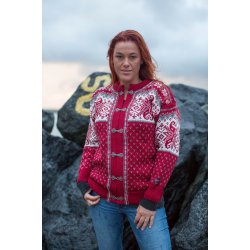 Norsk strik cardigan med tin hgter i 100% kamgarn uld
